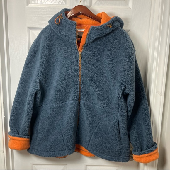 Pendleton Women Blue and Orange Fleece Jacket Size XL , Hooded , full zip - Picture 1 of 10